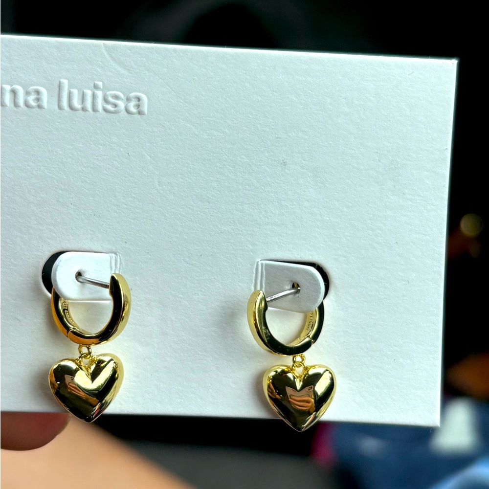 Ana Luisa, gold heart hoop earrings. "Jessica"
